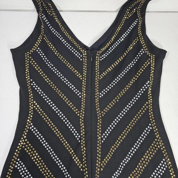 Carmen Marc Valvo Black and Gold Sequin Dress Size Small - Picture 10 of 12